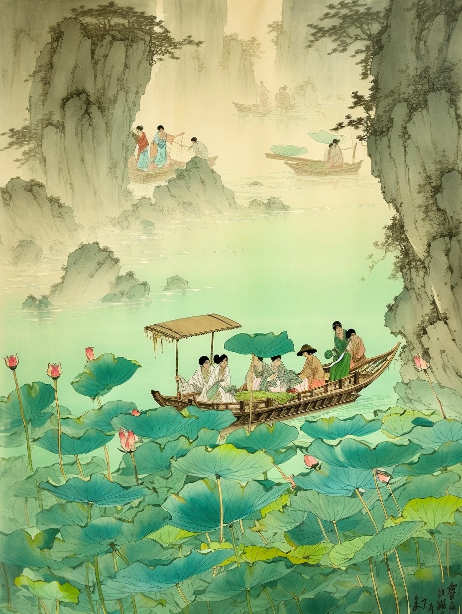 游湖•莲叶间