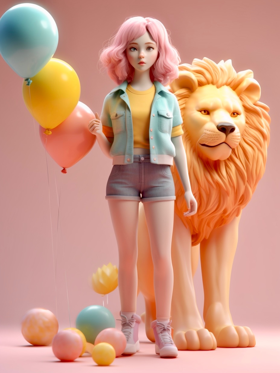 狮子座女孩•3d艺术