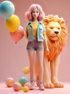 狮子座女孩•3d艺术