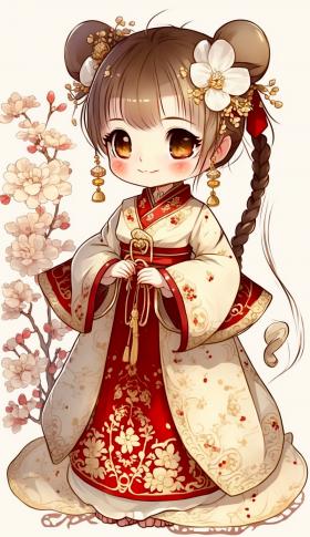 可爱女孩•中国红