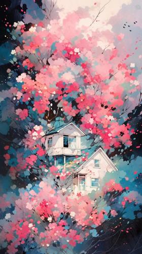 梦幻小屋-水彩插画